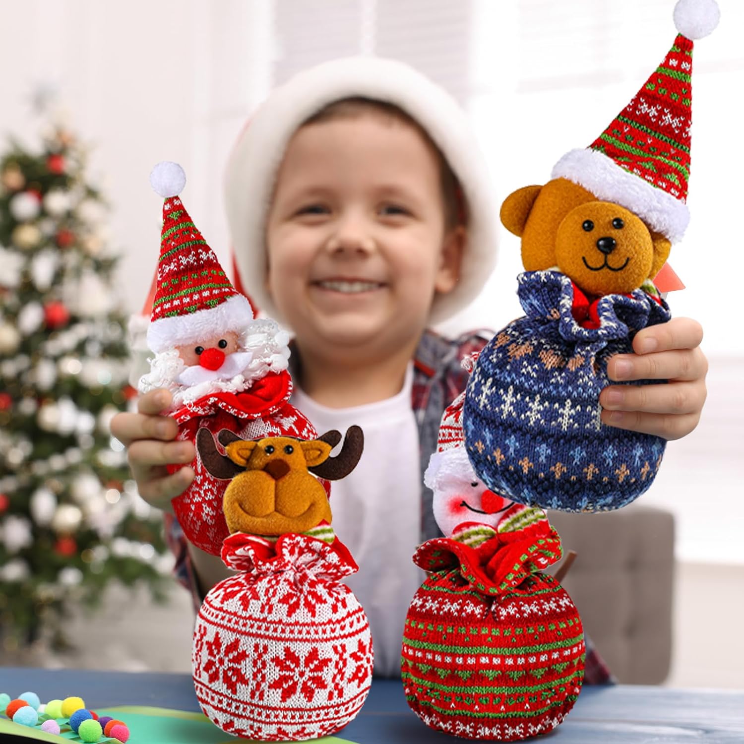 Christmas Knitted Doll Gift Bags