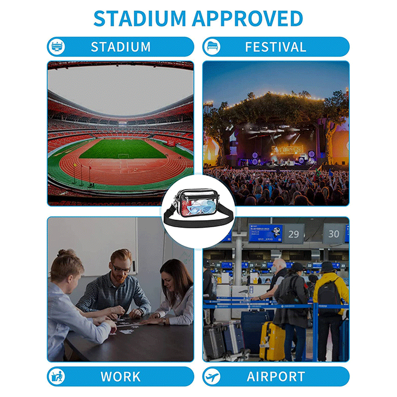 Clear Stadium-Approved Crossbody Bags 8"x2"x5"