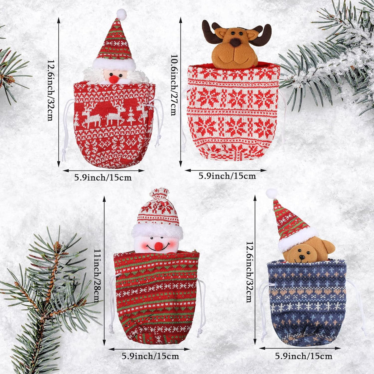 Christmas Knitted Doll Gift Bags