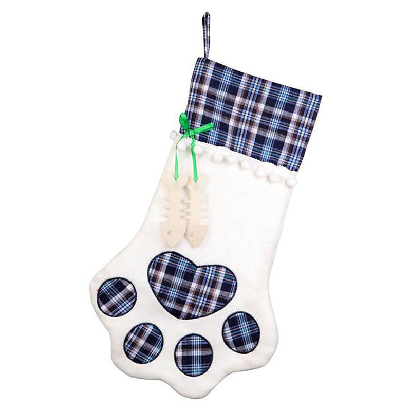 Christmas Knitted Dog Paw Sock Gift Bag