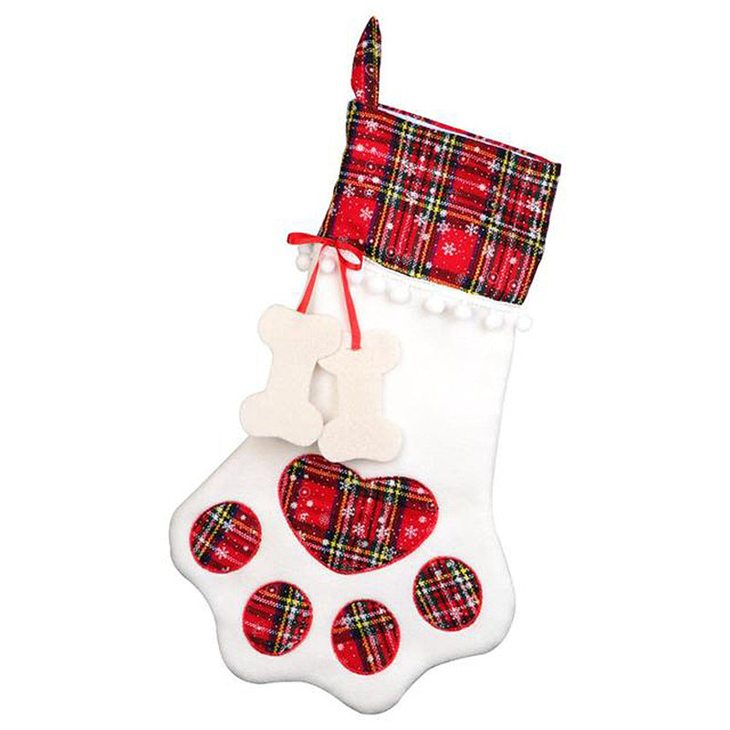 Christmas Knitted Dog Paw Sock Gift Bag