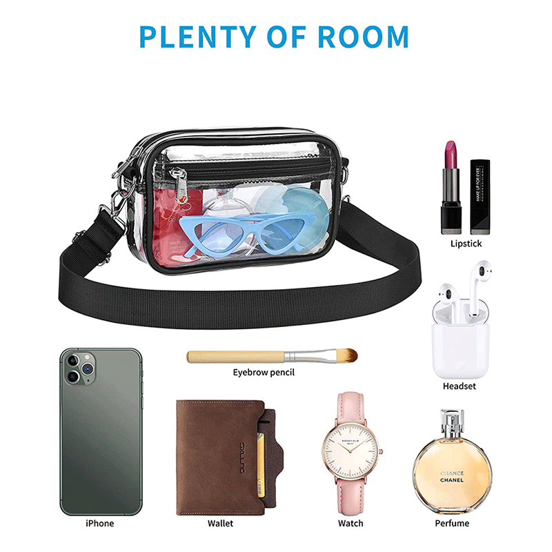 Clear Stadium-Approved Crossbody Bags 8"x2"x5"